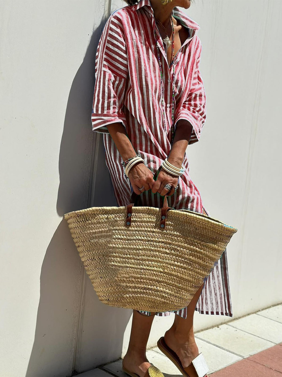Women's Striped Half-Sleeve Shirt Dress with Belt (photo 18)