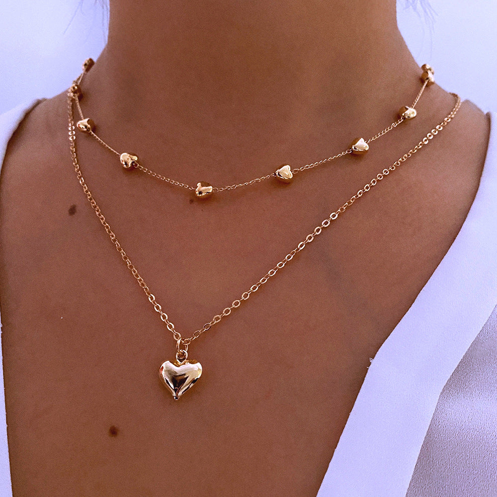 Double-Layer Heart Pendant Necklace (photo 2)