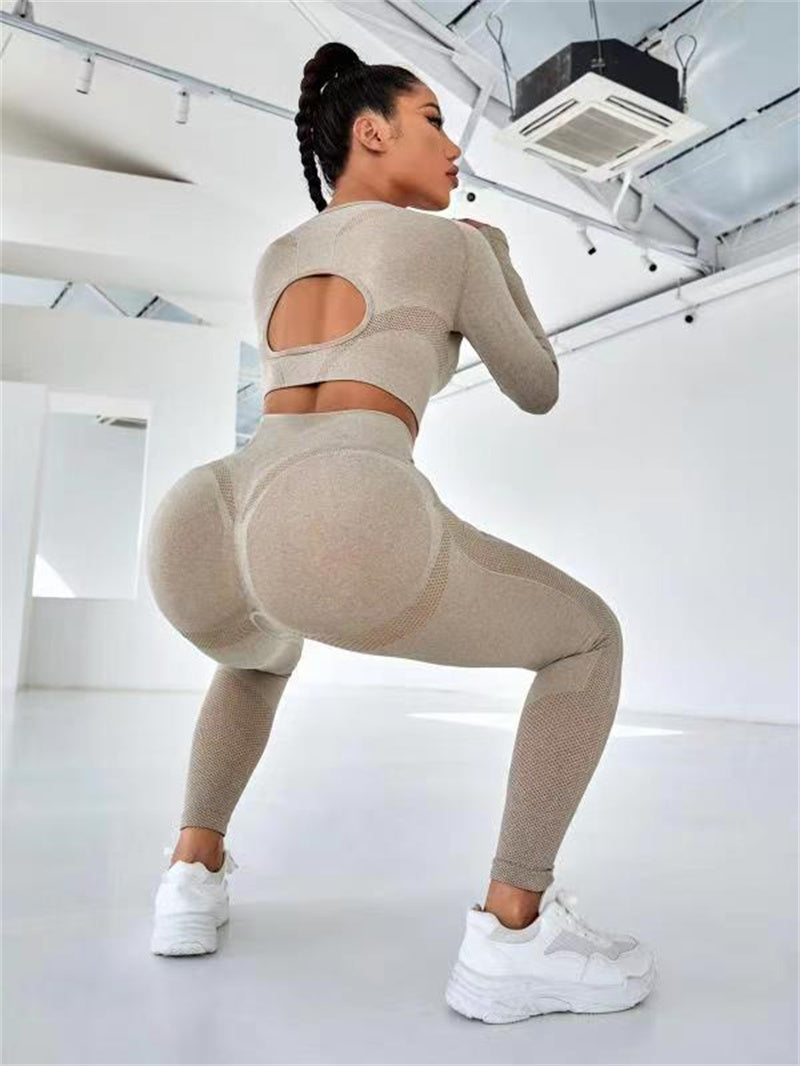 Women's 2-Piece Long-Sleeve Cut-Out Top and Leggings Set (photo 6)