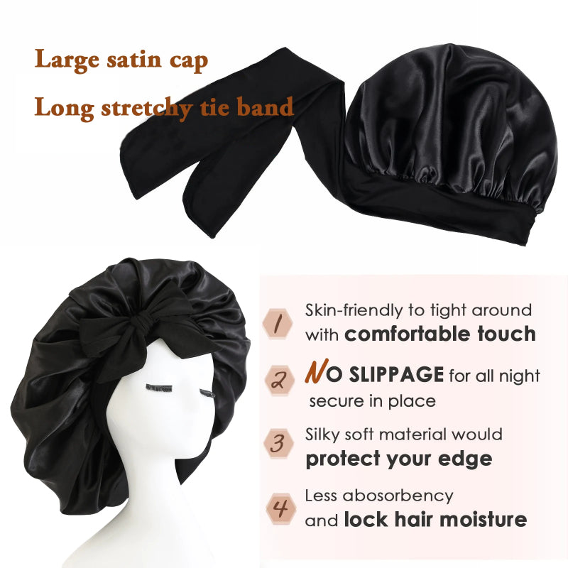 Satin Sleep Bonnet with Ribbon (photo 4)