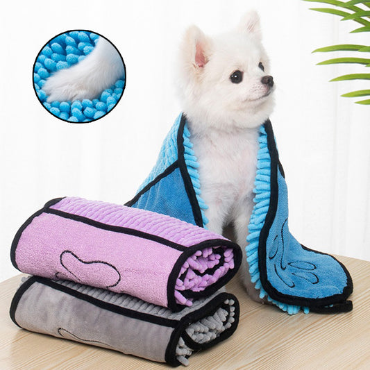 Chenille Pet Drying Towel with Hand Pockets