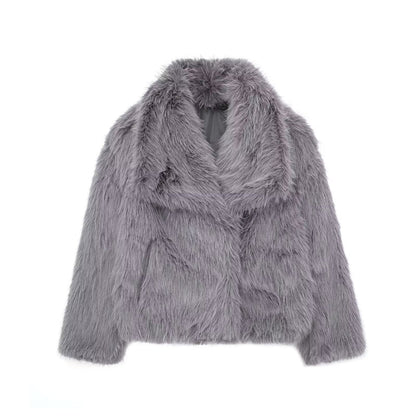 Women's Fluffy Plush Lapel Coat (photo 14)