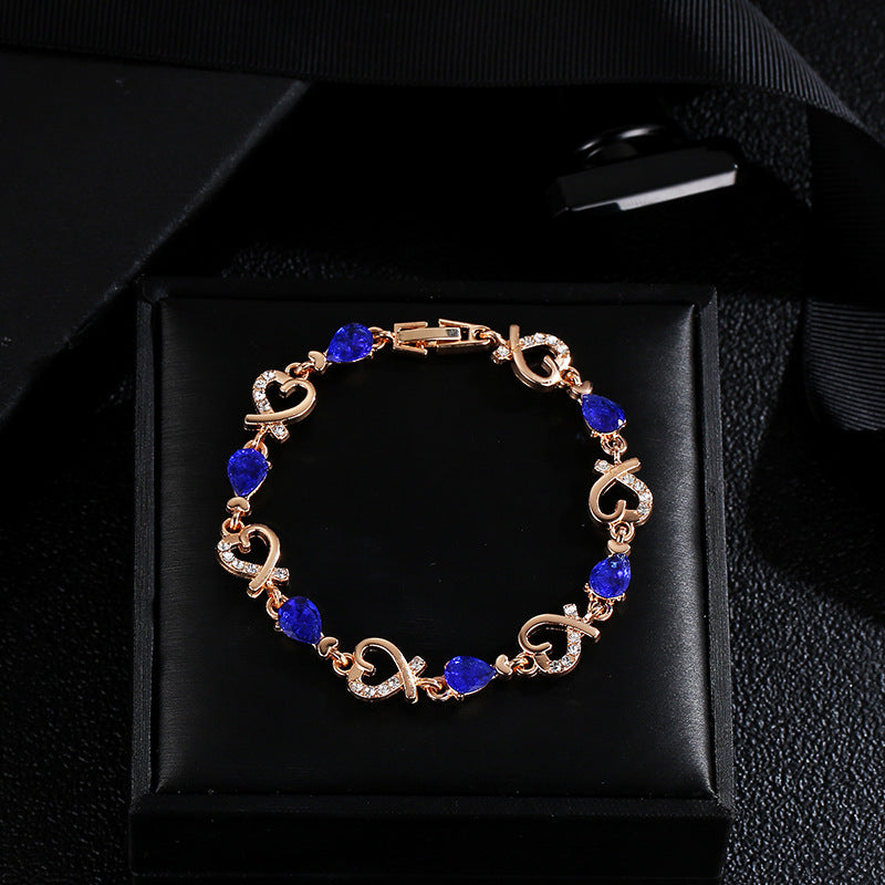 Hollow Heart Rhinestone Bracelet (photo 3)