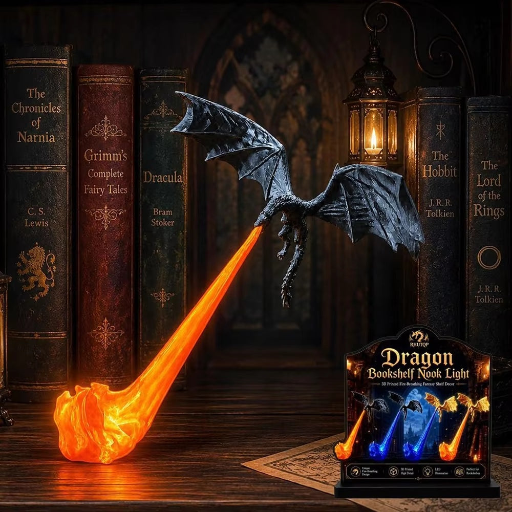 3D-Printed Dragon Bookshelf Light Decoration