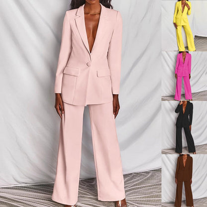 Women's Lapel Blazer and Straight-Leg Pants Set (photo 11)