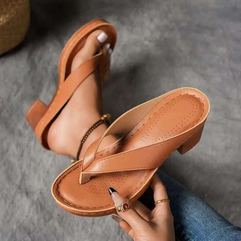 Women's Square-Heel Toe Post Slide Sandals (photo 10)