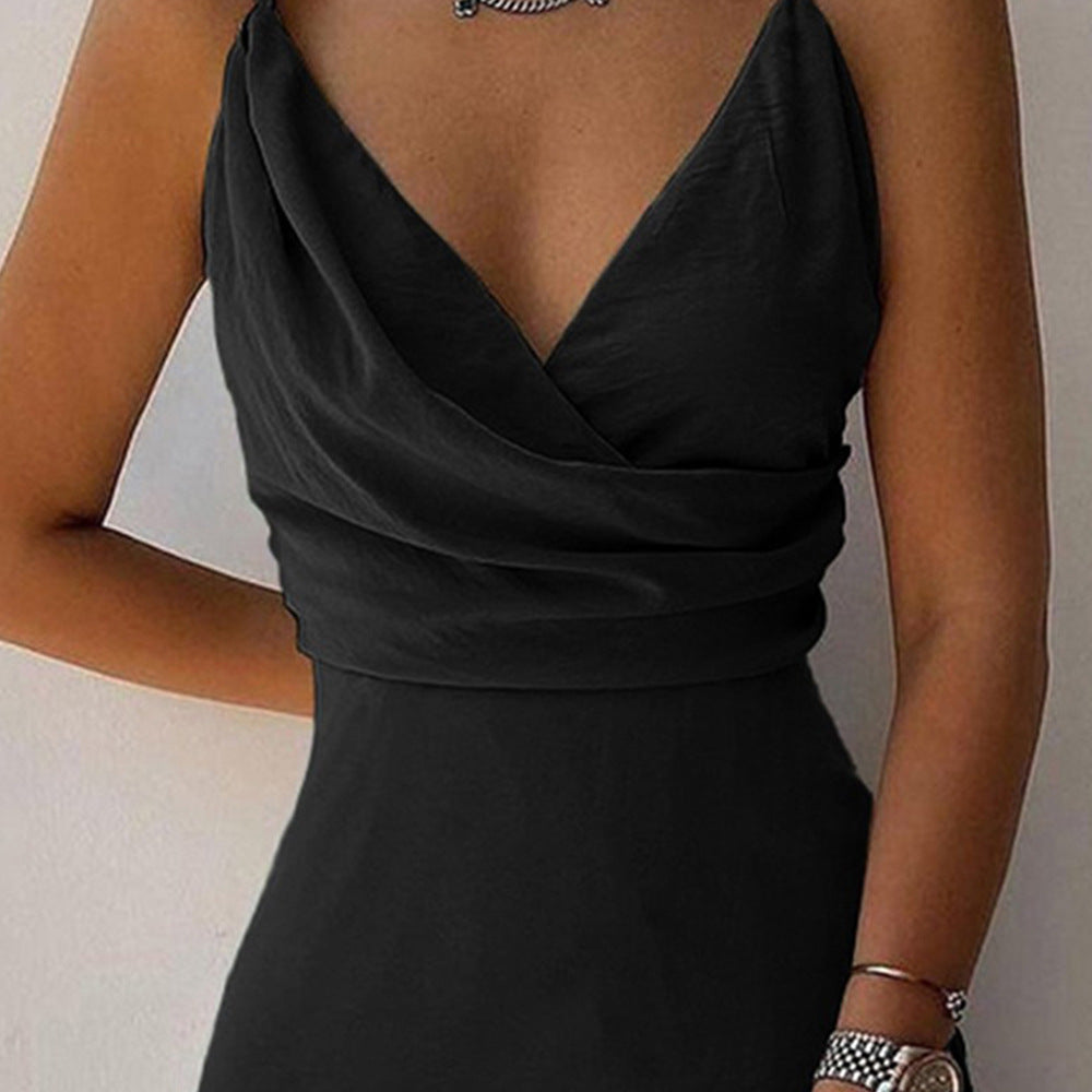Women's V-Neck Strappy Midi Dress with Slit (photo 6)