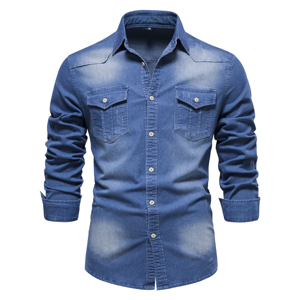 Men's Slim Long-Sleeve Denim Shirt (photo 6)