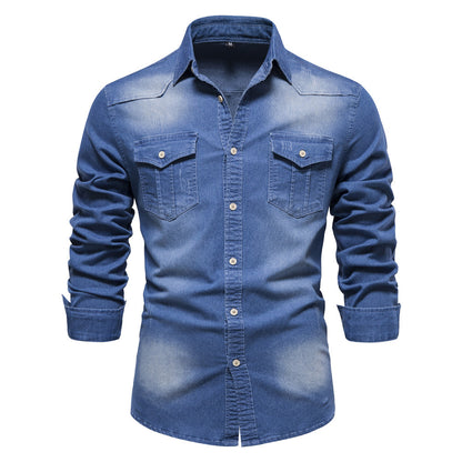 Men's Slim Long-Sleeve Denim Shirt (photo 6)