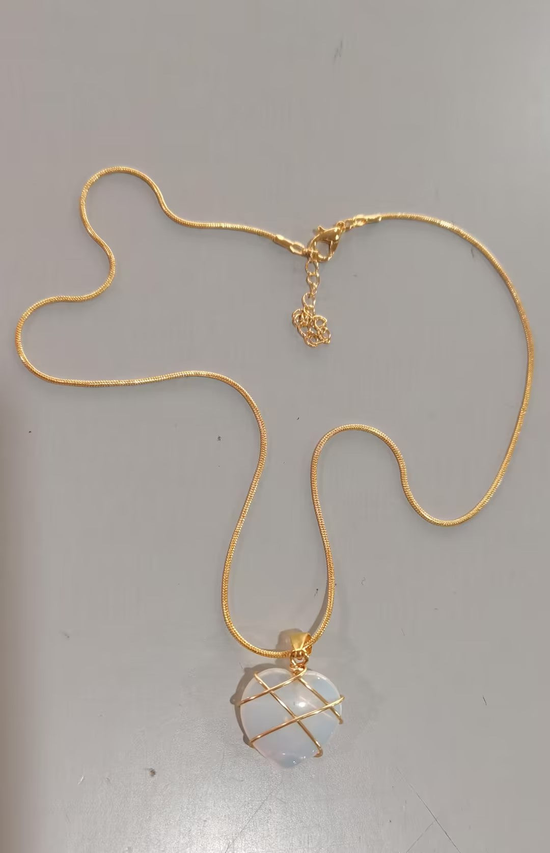 Heart Pendant Necklace with Opal-Look Stone (photo 13)