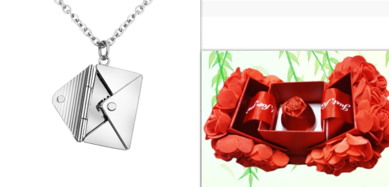Envelope Pendant Necklace, Titanium Steel – Set 3
