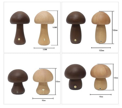 Wooden Mushroom LED Night Light with Touch Switch (photo 13)