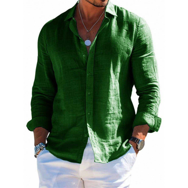 Men's Loose Lapel Long-Sleeve Button Shirt (photo 8)