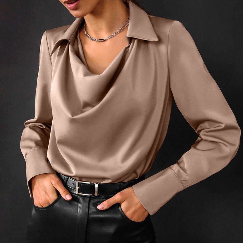 Women's Collared Long-Sleeve Button-Up Blouse (photo 5)