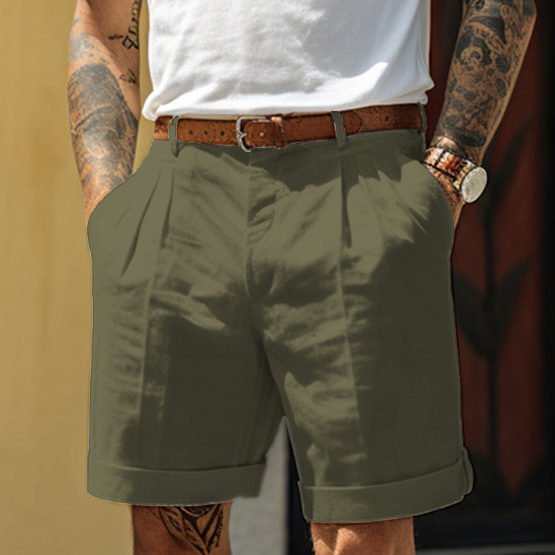 Men's Linen-Blend Straight-Leg Shorts with Pockets (photo 3)