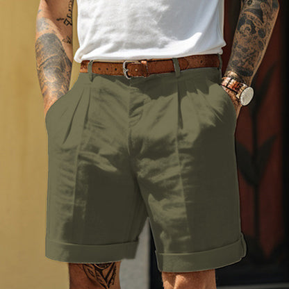 Men's Linen-Blend Straight-Leg Shorts with Pockets (photo 3)