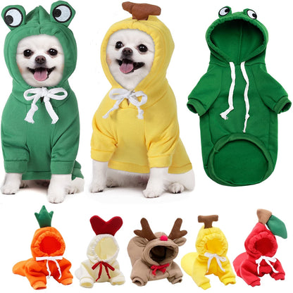 Fruit-Themed Fleece Hoodie for Small Dogs