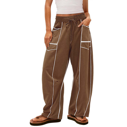Women's Striped Wide-Leg Drawstring Sweatpants (photo 13)