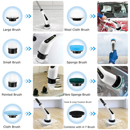 Cordless Electric Spin Scrubber with 8 Brush Heads and Extension Arm (photo 3)