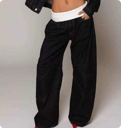 Women's Loose Straight-Leg Jeans with Pockets (photo 3)