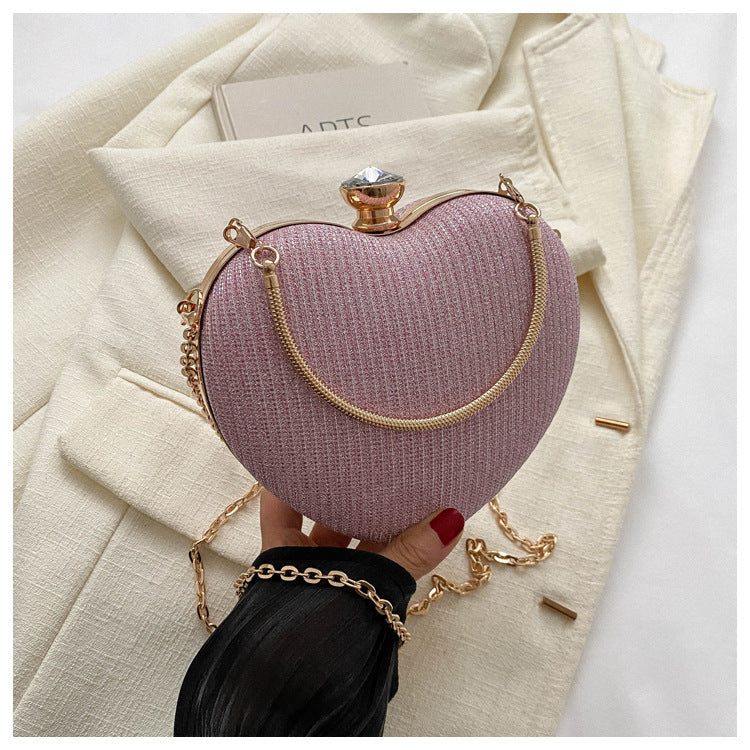 Shiny Heart-Shaped Evening Clutch with Chain (photo 7)