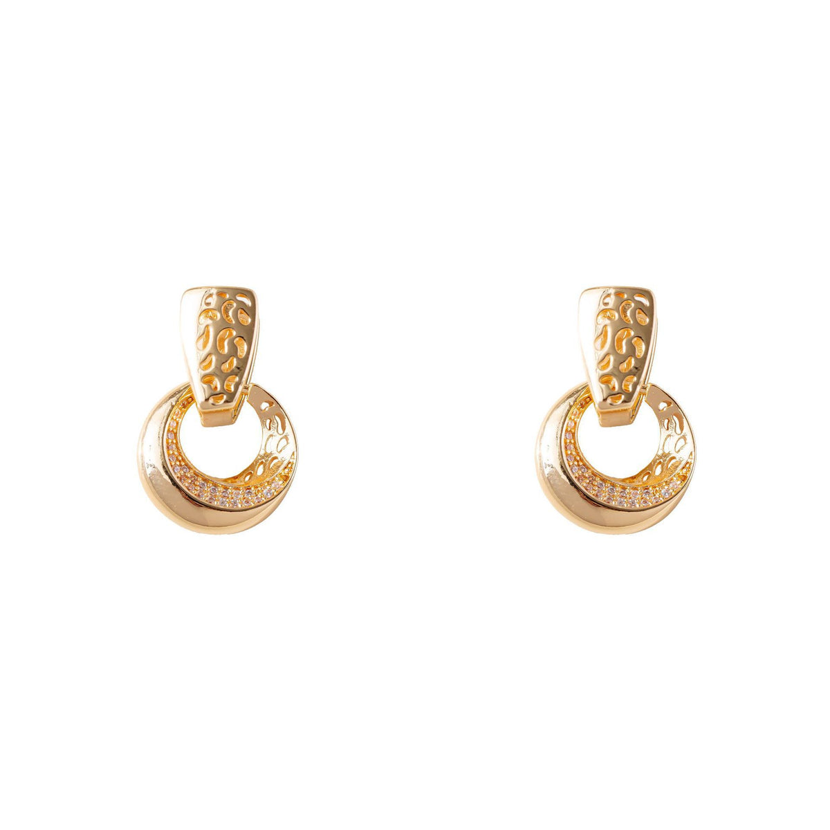 Hollow Moon Flower Drop Earrings with Zircon (photo 8)