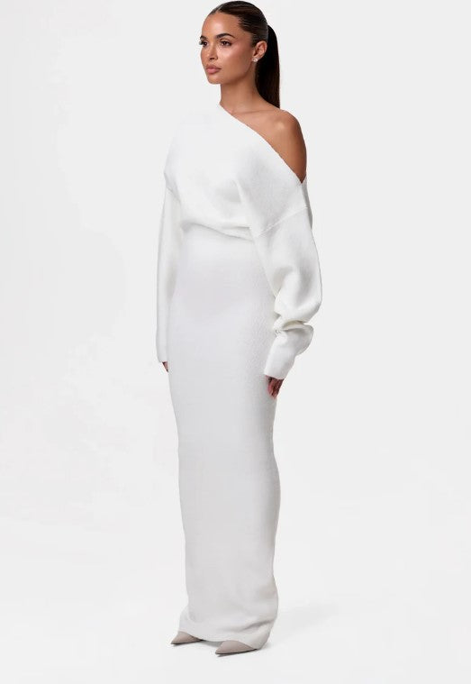 Women's Off-Shoulder Knit Bodycon Maxi Dress (photo 6)