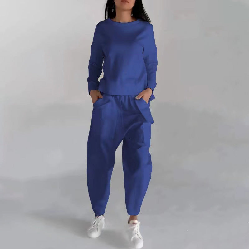 Women's Back-Slit Sweatshirt and Loose Pants Set (photo 7)