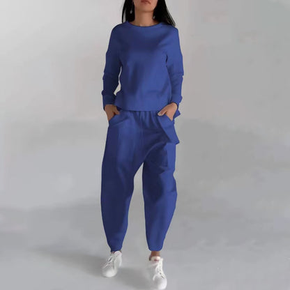 Women's Back-Slit Sweatshirt and Loose Pants Set (photo 7)