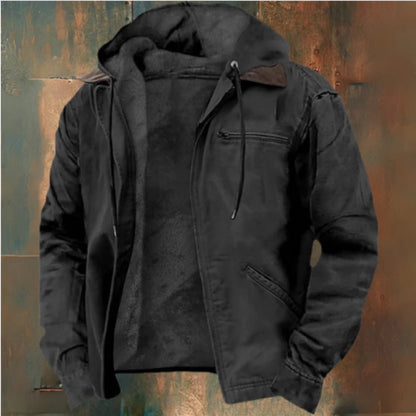 Men's Hooded Fleece Zip-Up Long Jacket (photo 8)