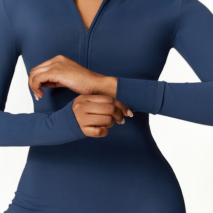 Women's Fleece-Lined Zip Long-Sleeve Yoga Jumpsuit (photo 5)