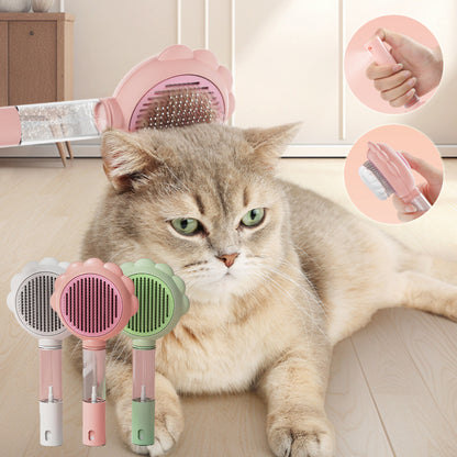 2-in-1 Self-Cleaning Pet Brush with Spray Option
