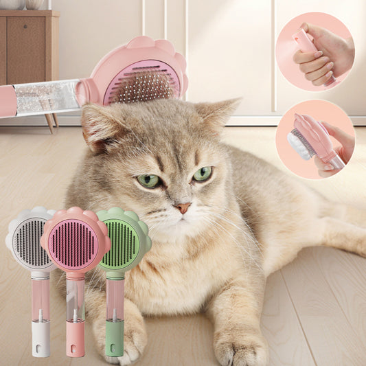 2-in-1 Self-Cleaning Pet Brush with Spray Option