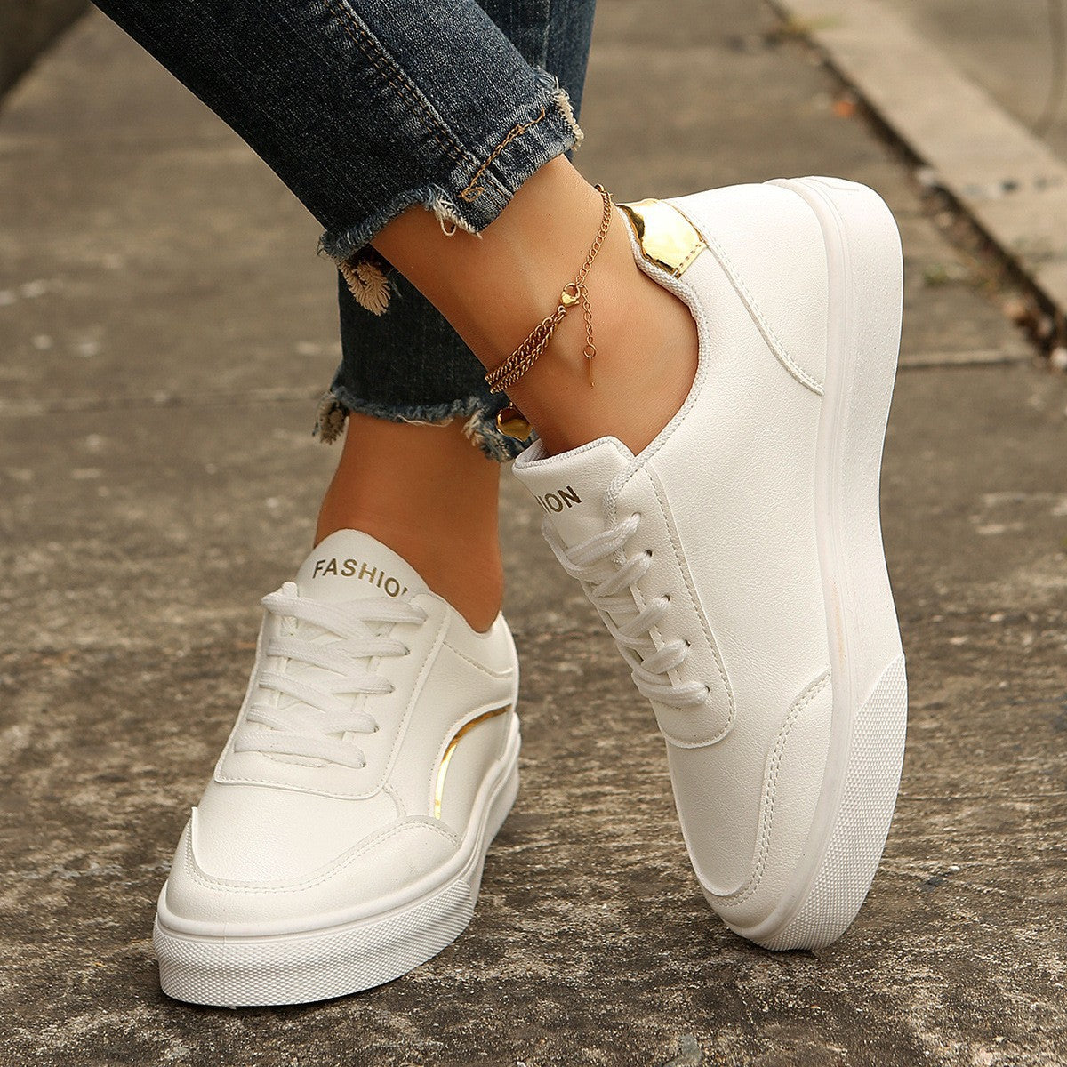 Women's Lace-Up Thick-Sole Round-Toe Flats (photo 3)