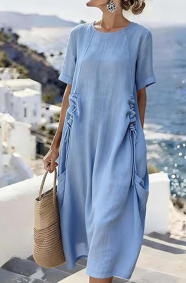 Women's Short-Sleeve Loose Midi Dress (photo 9)