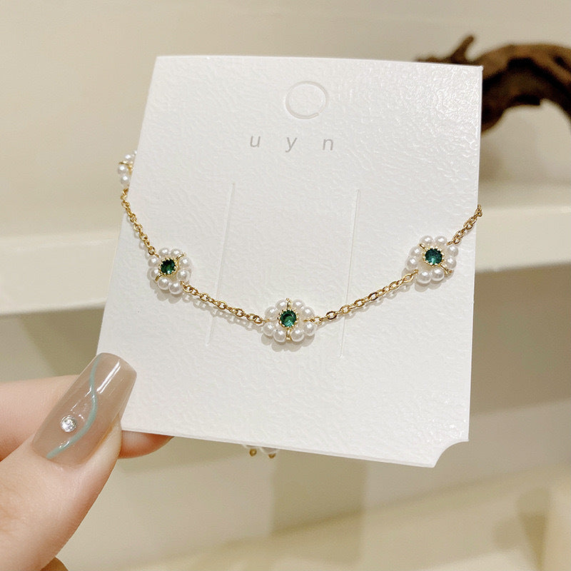 Faux Pearl Flower Adjustable Bracelet (photo 4)