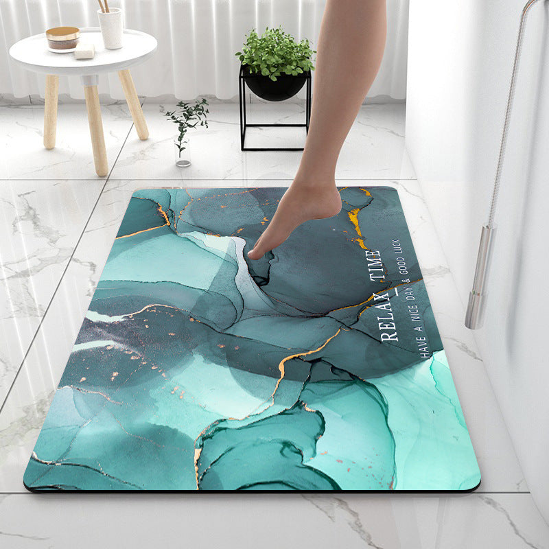 Quick-Dry Marble Print Bath Mat (photo 6)