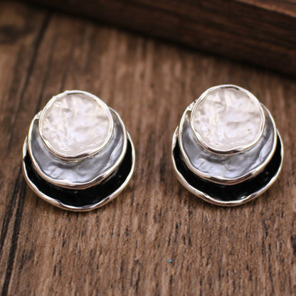 Enamel Round Geometric Earrings (photo 5)
