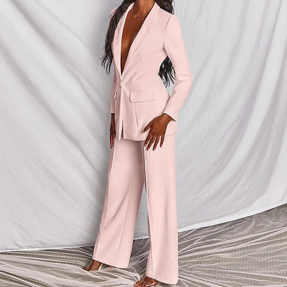 Women's Lapel Blazer and Straight-Leg Pants Set (photo 48)