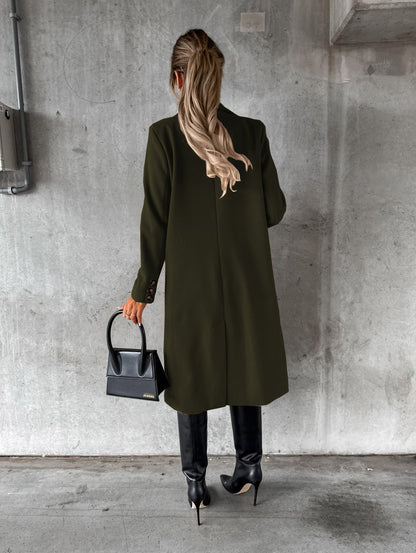 Women's Double-Breasted Lapel Slim Long Coat (photo 5)