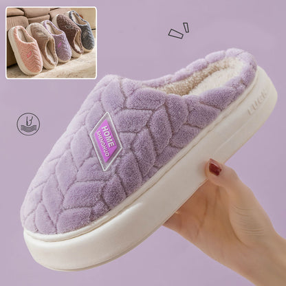Thick-Sole Plush Winter House Slippers