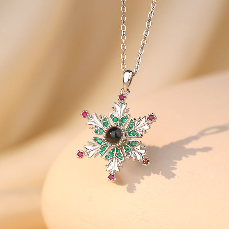 Snowflake Projection Christmas Necklace (photo 7)