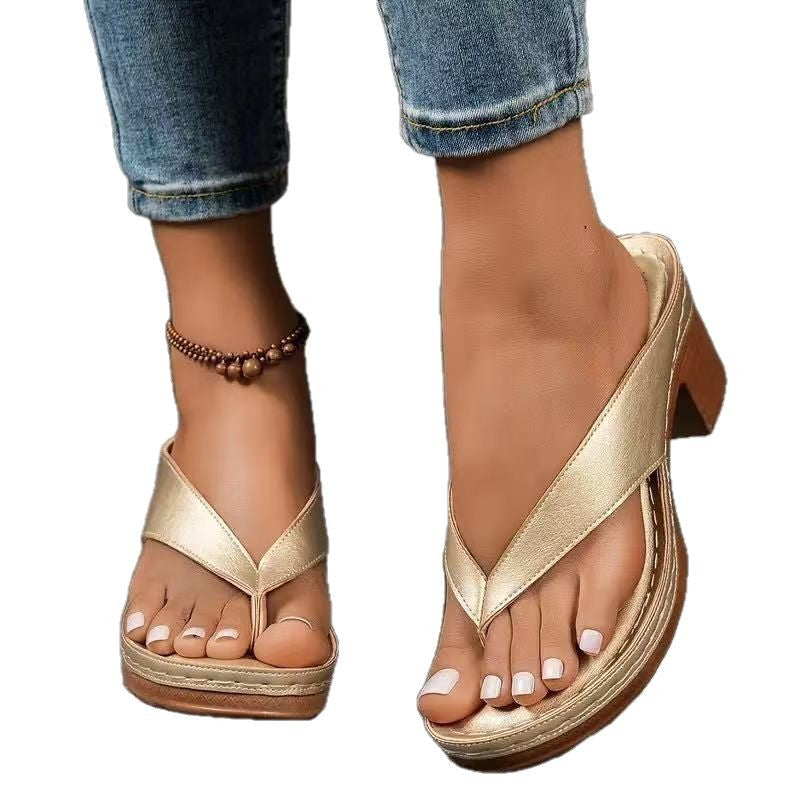 Women's Square-Heel Toe Post Slide Sandals (photo 5)