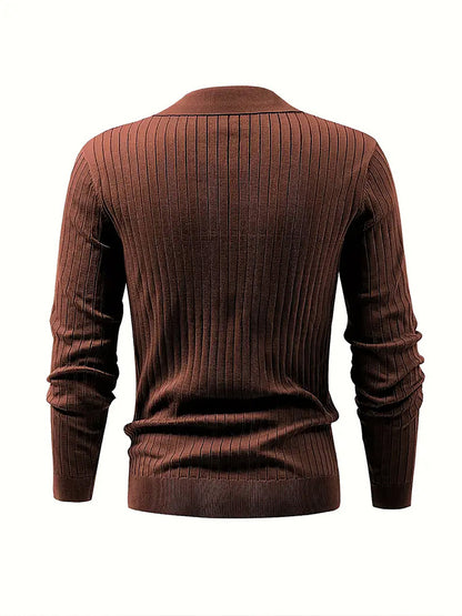 Men's Waffle Knit Long-Sleeve Polo Shirt (photo 11)