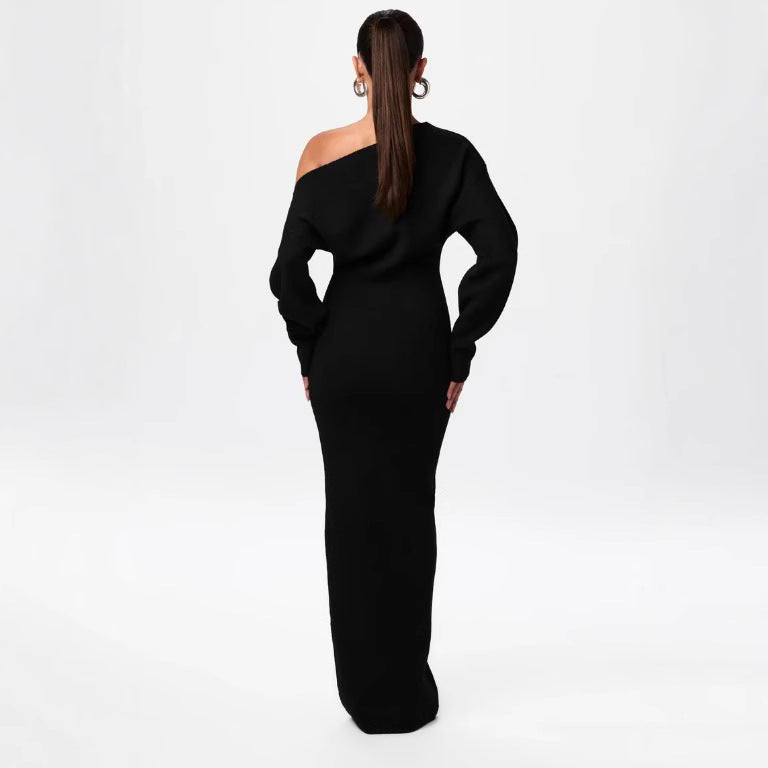 Women's Off-Shoulder Knit Bodycon Maxi Dress (photo 8)
