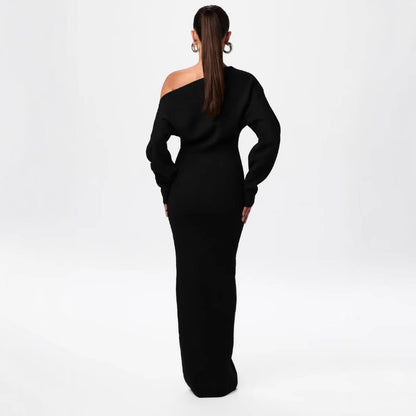 Women's Off-Shoulder Knit Bodycon Maxi Dress (photo 8)