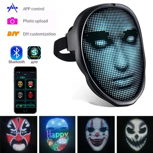 Programmable LED Light-Up Party Face Mask