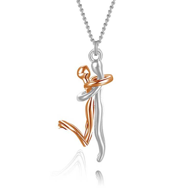 Hugging Couple Pendant Necklace (photo 4)