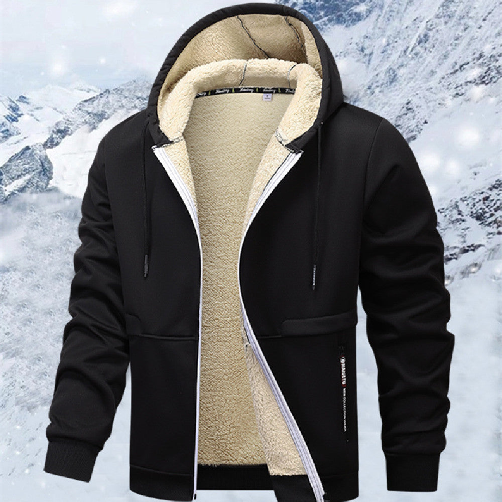 Men's Sherpa-Lined Zip-Up Hooded Jacket
