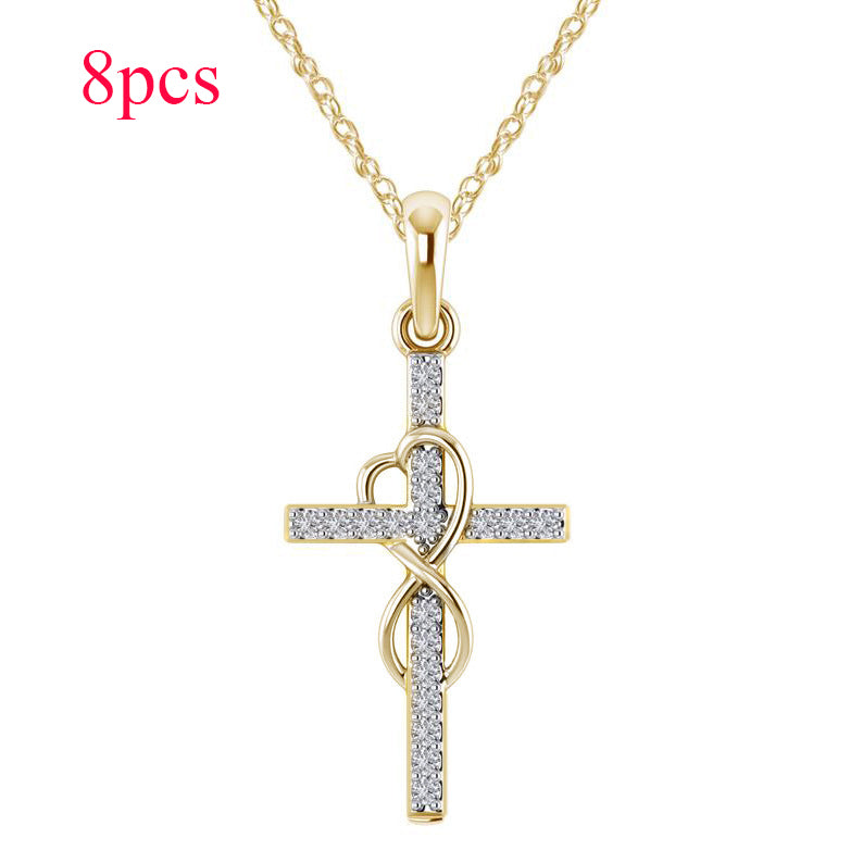 Rhinestone Cross Pendant Necklace (photo 22)